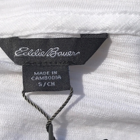 NWT Eddie Bauer White Baseball Style Ladder Trim T Shirt Size Small - Picture 16 of 16
